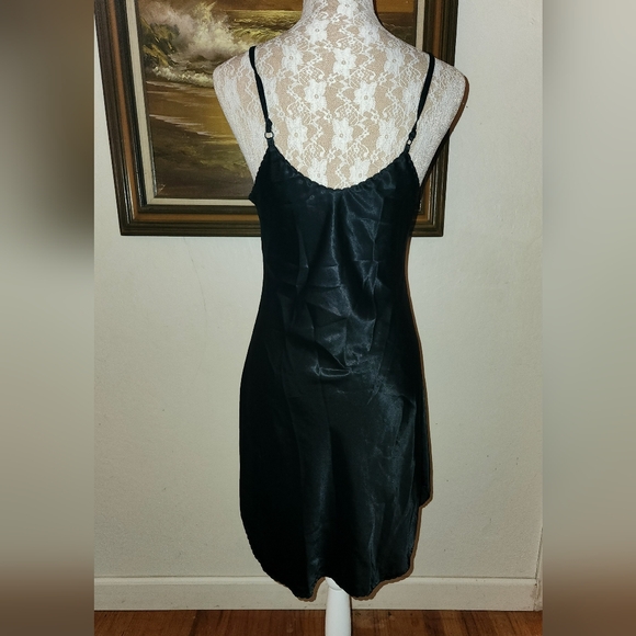 Vintage 1960s 1970s Black Satin Slipdress by Farr West - Picture 3 of 13